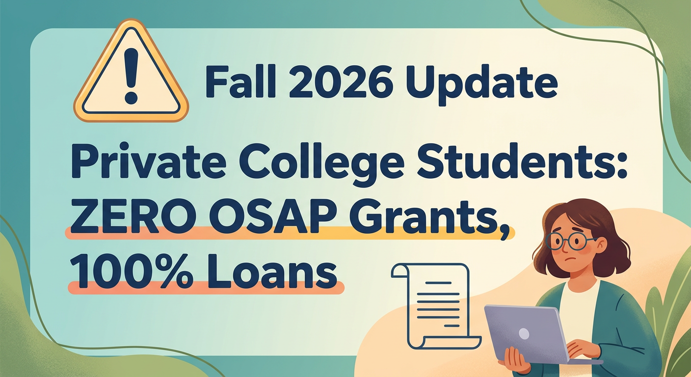 OSAP 2026 changes — no more grants for private college students