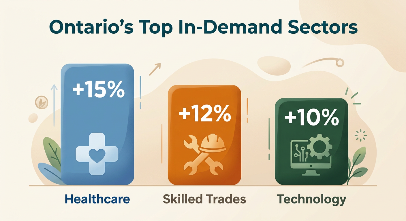 Ontario in-demand career sectors 2026 — healthcare, skilled trades, and technology showing strongest growth
