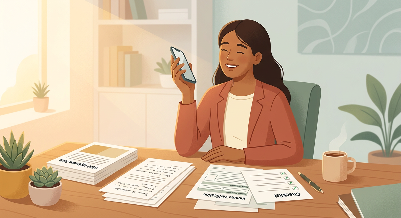 Person relieved after getting help with their OSAP application — avoid rejection by getting expert assistance.